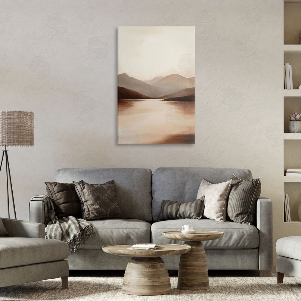 Petal Prints Design Calming Mountains Brown Landscape Canvas Art on Wall