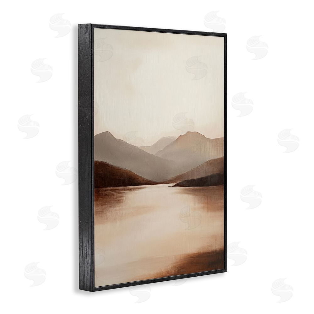 Petal Prints Design Calming Mountains Brown Landscape Black Framed Giclee Wall Art Print