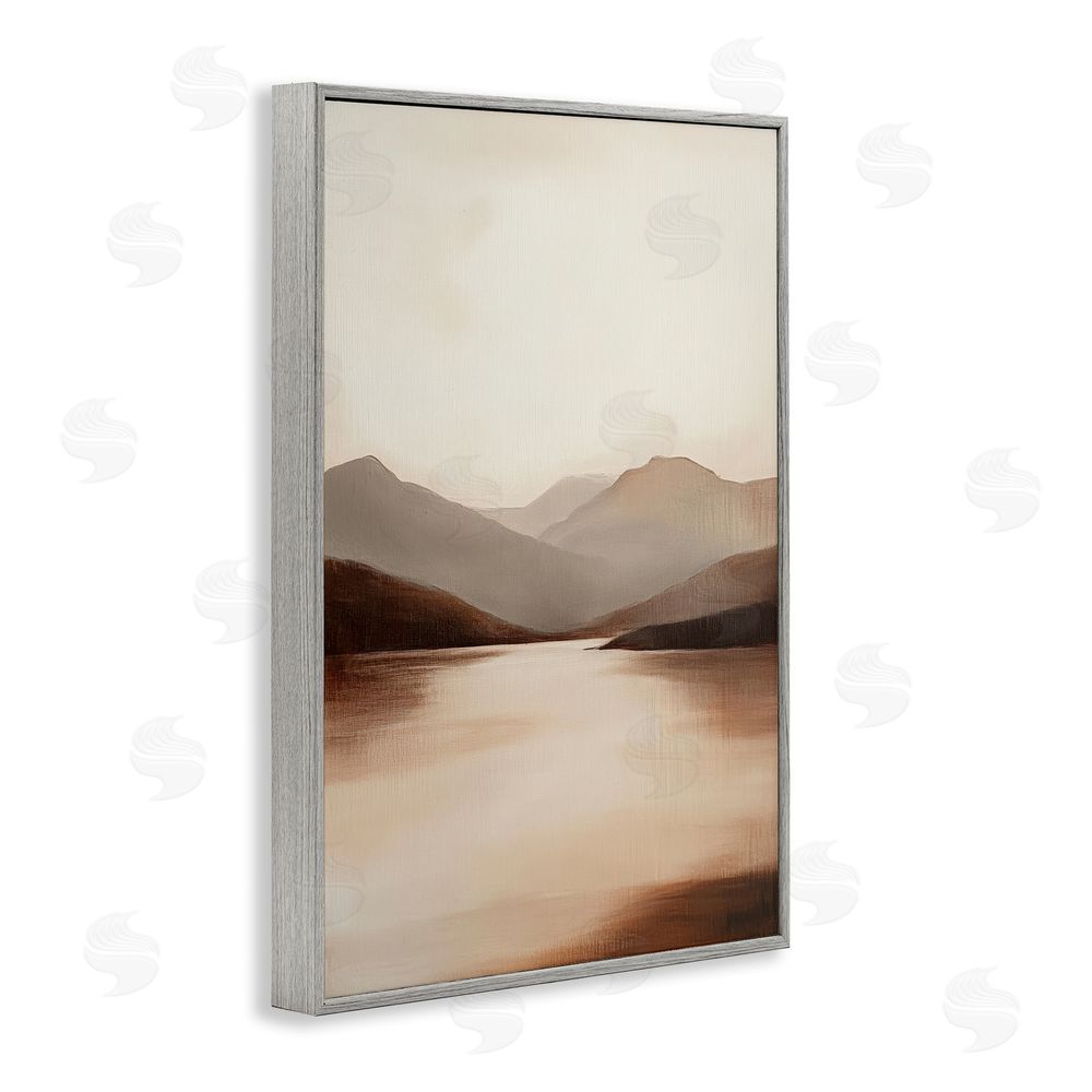 Petal Prints Design Calming Mountains Brown Landscape Gray Framed Giclee Wall Art Print