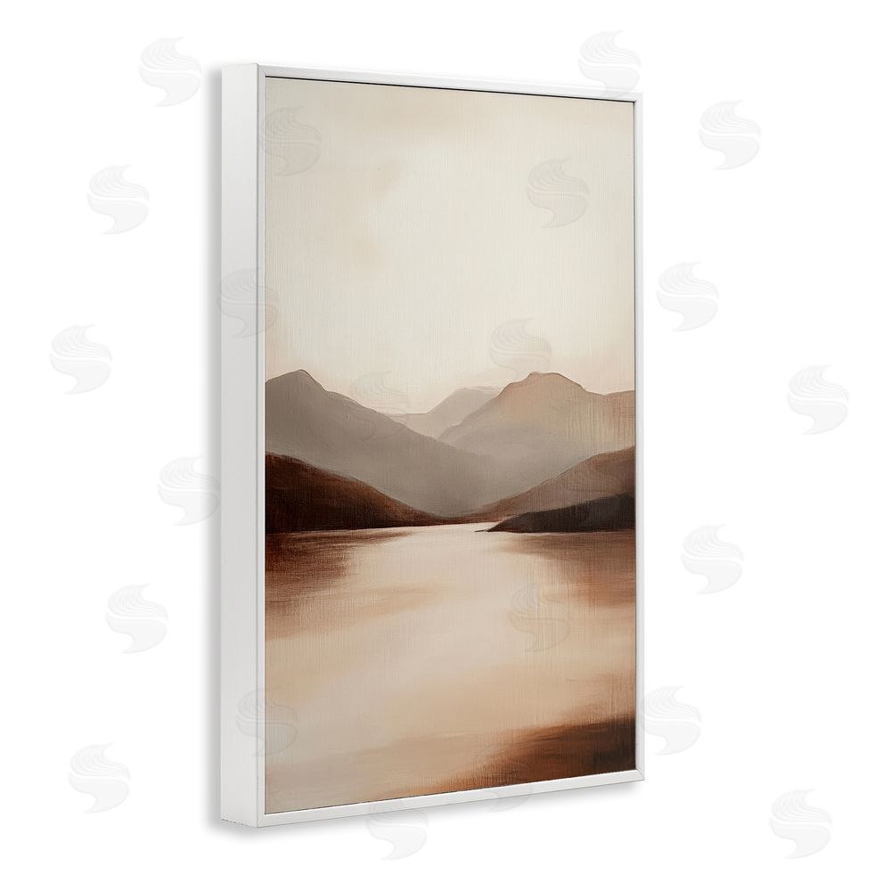 Petal Prints Design Calming Mountains Brown Landscape White Framed Giclee Wall Art Print