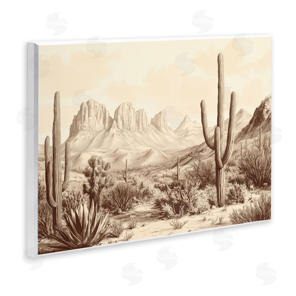 Petal Prints Design Desert Landscape Vintage Cacti Wall Plaque Art Print