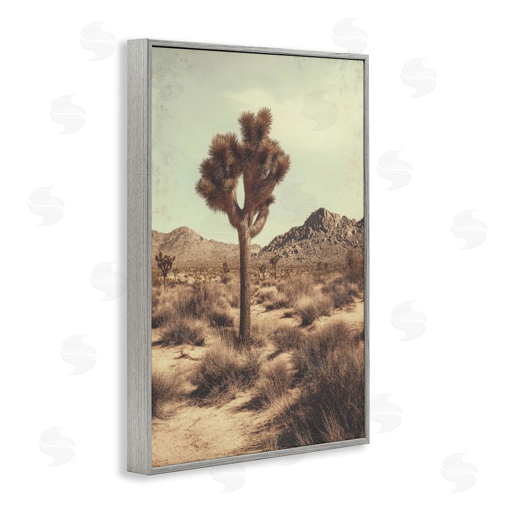Petal Prints Design Lone Tree in Desert Gray Framed Giclee Wall Art Print