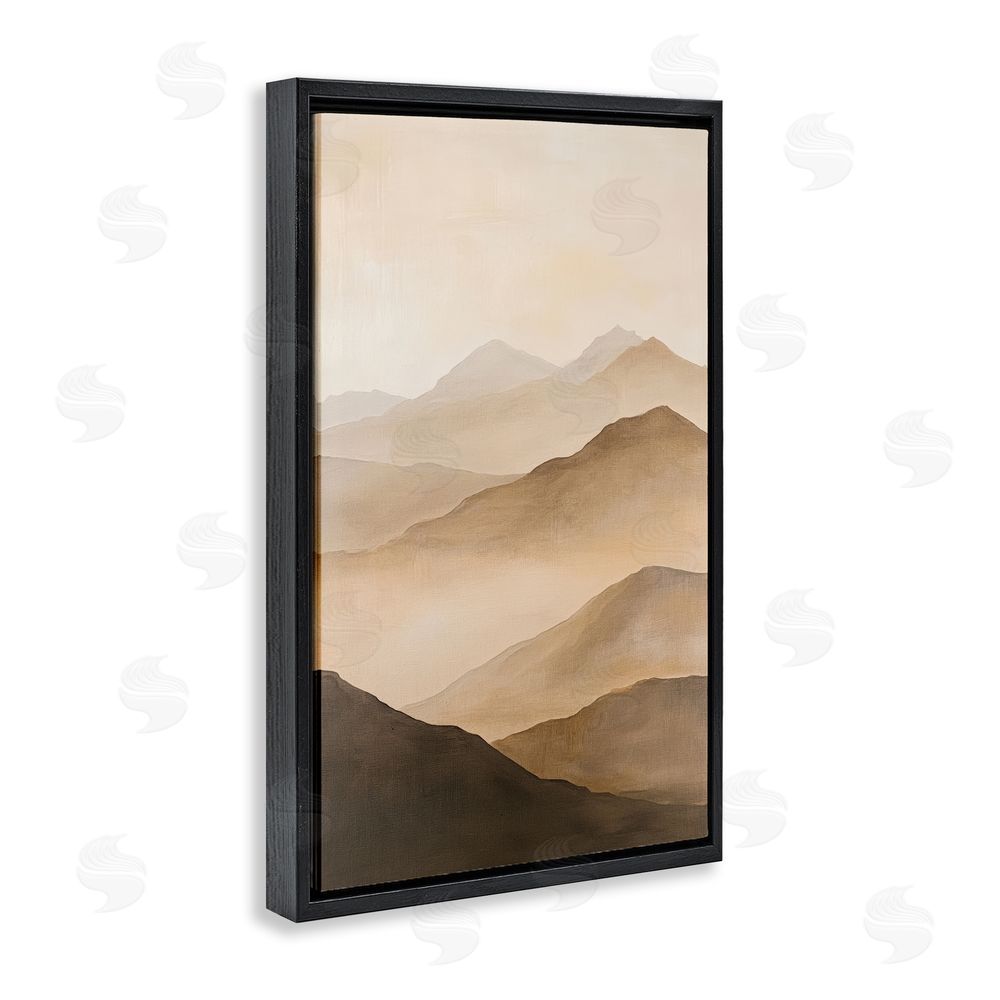 Petal Prints Design Moody Mountains Foggy Landscape Black Floating Frame Canvas Wall Art Print