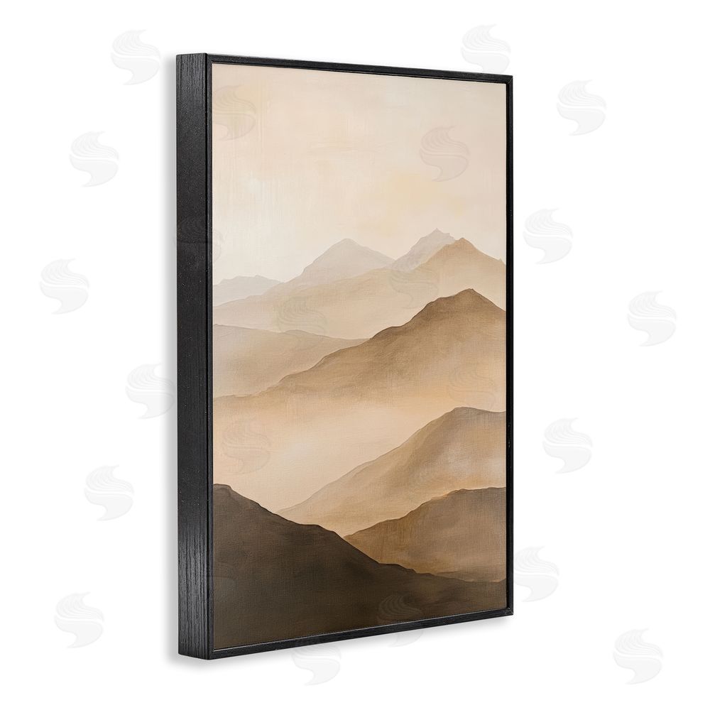 Petal Prints Design Moody Mountains Foggy Landscape Black Framed Giclee Wall Art Print