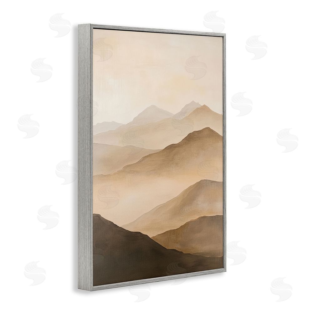 Petal Prints Design Moody Mountains Foggy Landscape Gray Framed Giclee Wall Art Print