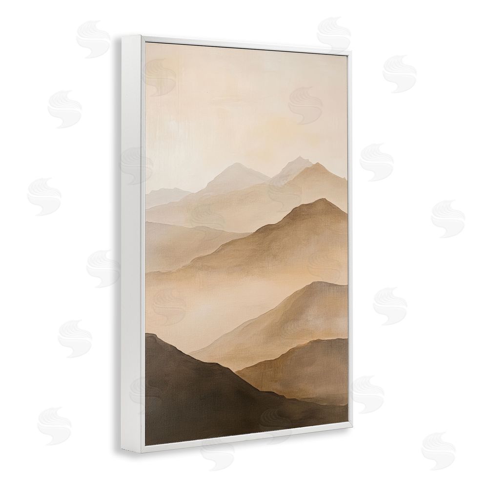 Petal Prints Design Moody Mountains Foggy Landscape White Framed Giclee Wall Art Print