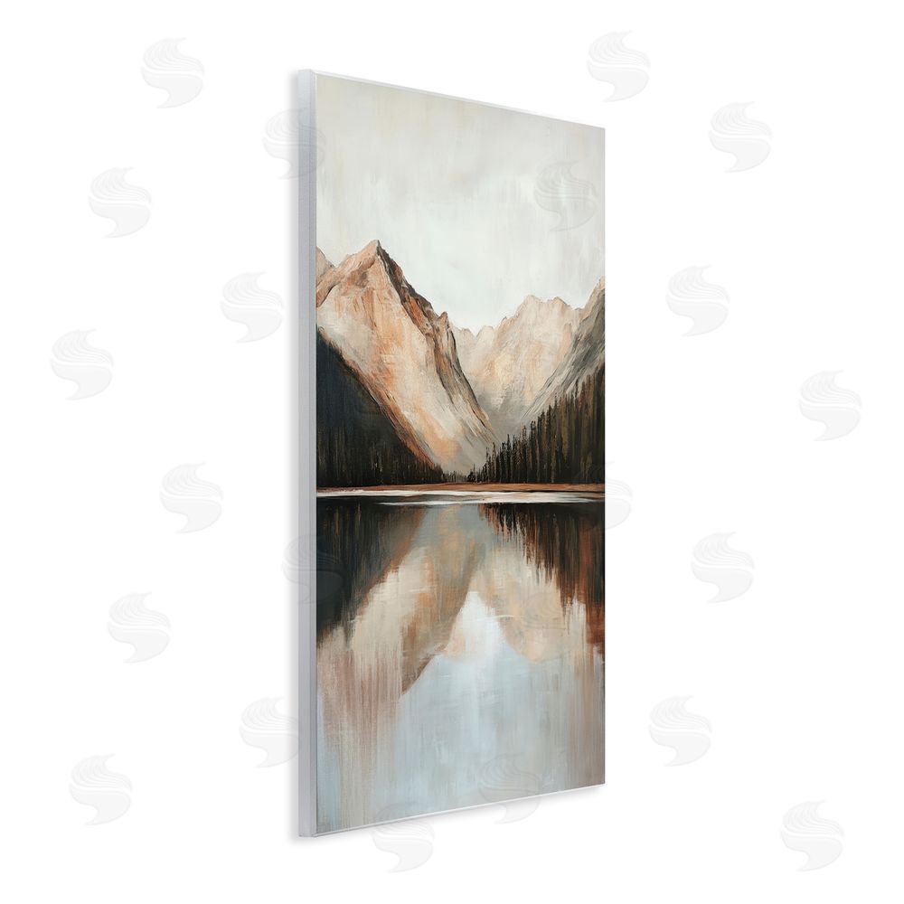 Petal Prints Design Rustic Mountain Reflecting Lake Wall Plaque Art Print