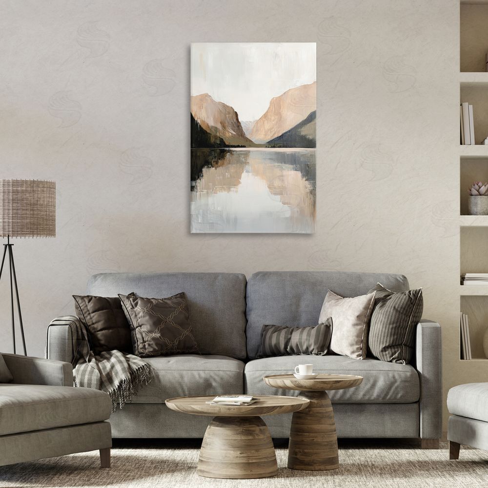 Petal Prints Design Mountains Reflecting Rustic Lake Canvas Art on Wall