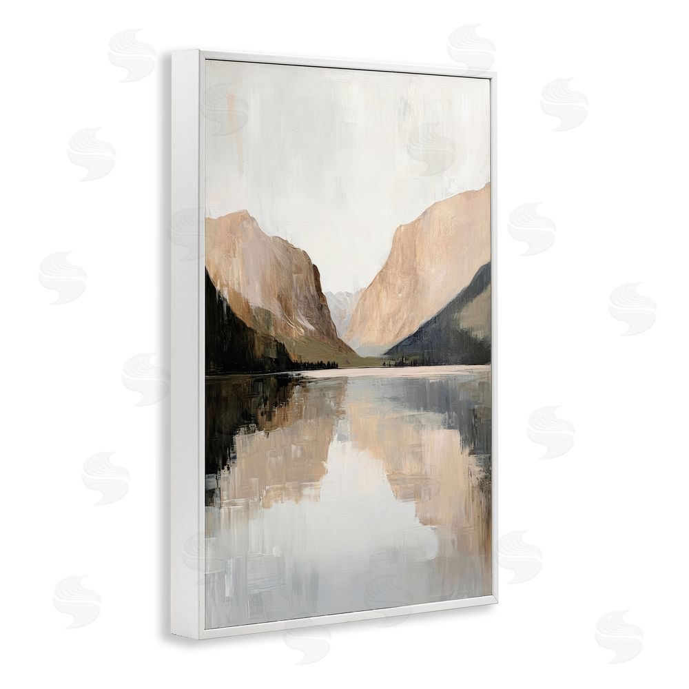 Petal Prints Design Mountains Reflecting Rustic Lake White Framed Giclee Wall Art Print
