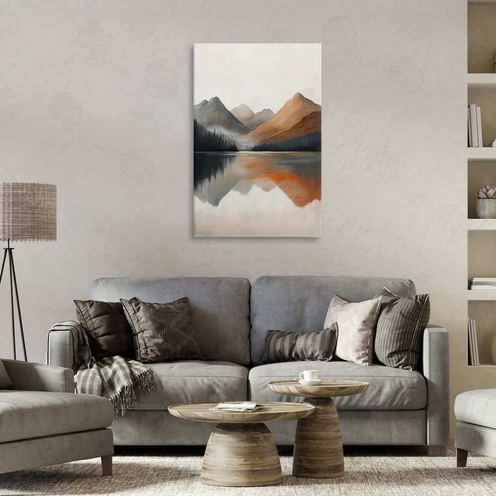 Petal Prints Design Terracotta Reflection Abstract Landscape Canvas Art on Wall