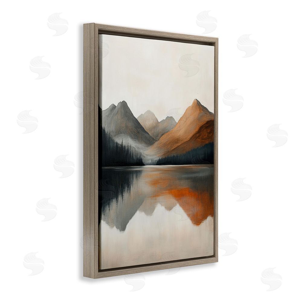 Petal Prints Design Terracotta Reflection Abstract Landscape Brown Floating Frame Canvas Wall Art Print
