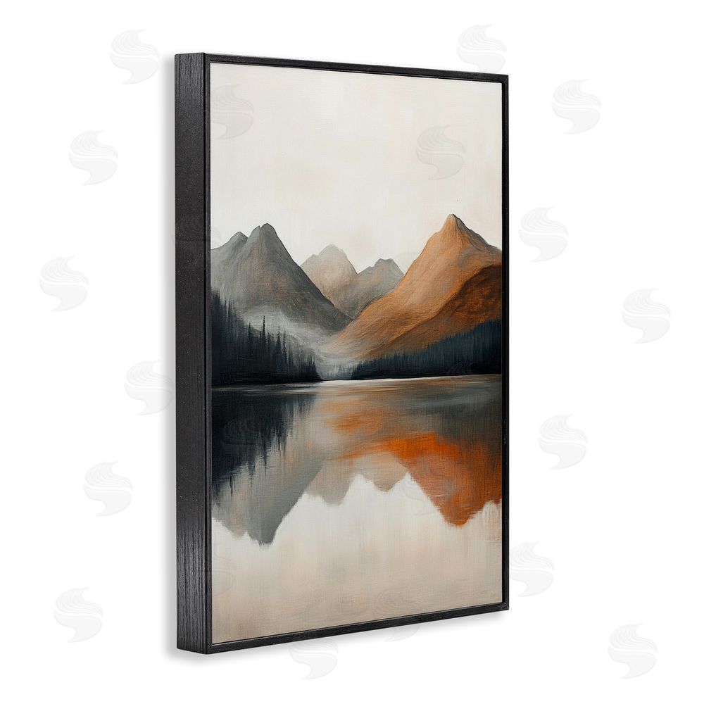 Petal Prints Design Terracotta Reflection Abstract Landscape Black Framed Giclee Wall Art Print
