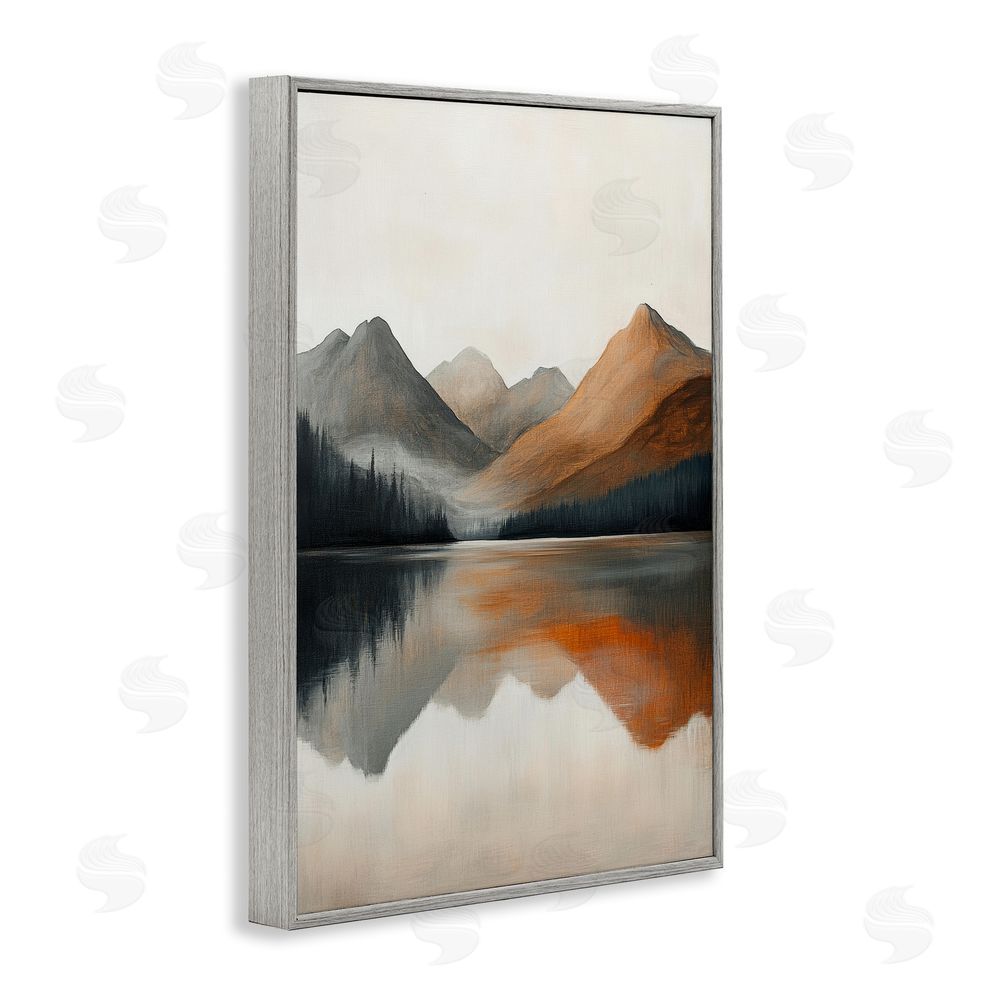 Petal Prints Design Terracotta Reflection Abstract Landscape Gray Framed Giclee Wall Art Print