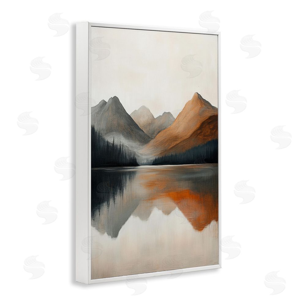 Petal Prints Design Terracotta Reflection Abstract Landscape White Framed Giclee Wall Art Print