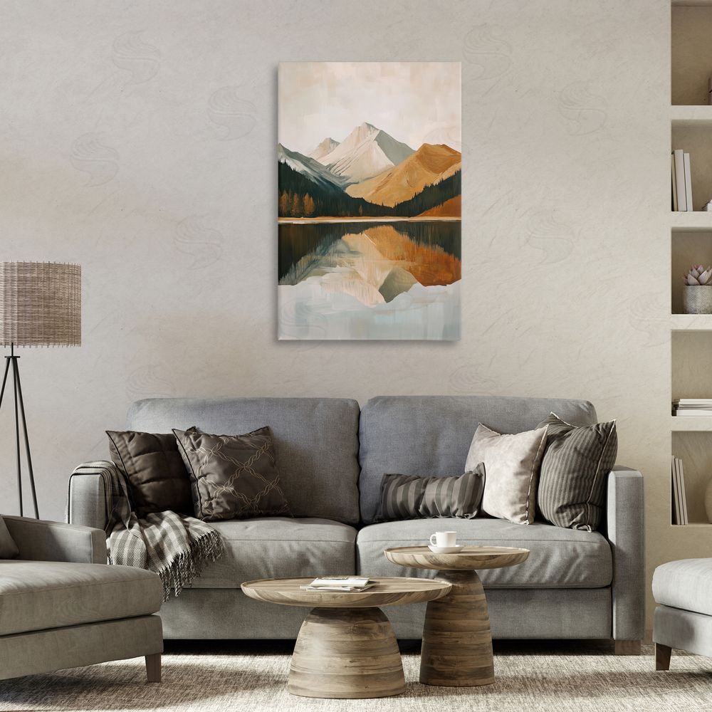 Petal Prints Design Terracotta Reflection Abstract Mountains Canvas Art on Wall