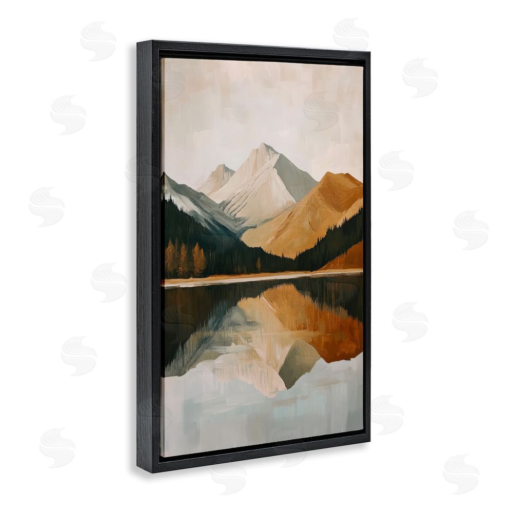 Petal Prints Design Terracotta Reflection Abstract Mountains Black Floating Frame Canvas Wall Art Print