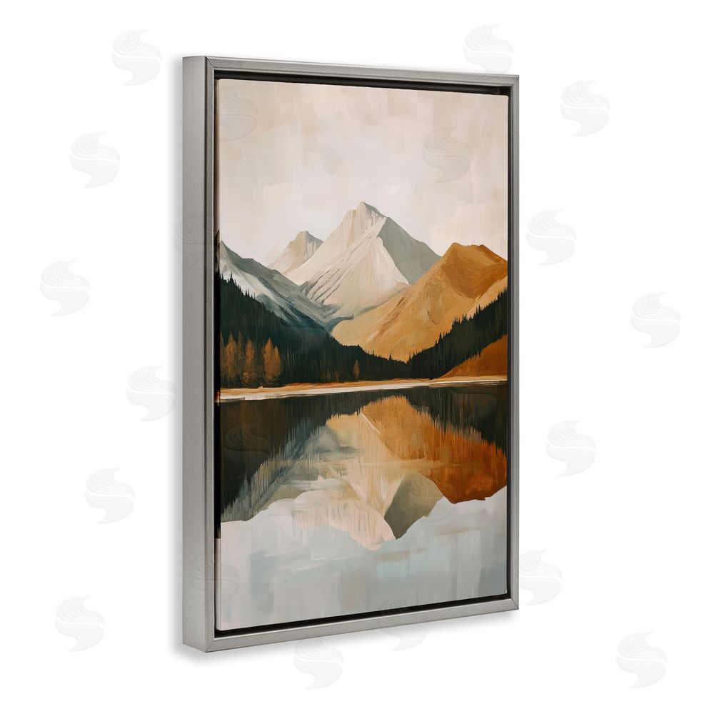 Petal Prints Design Terracotta Reflection Abstract Mountains Gray Floating Frame Canvas Wall Art Print