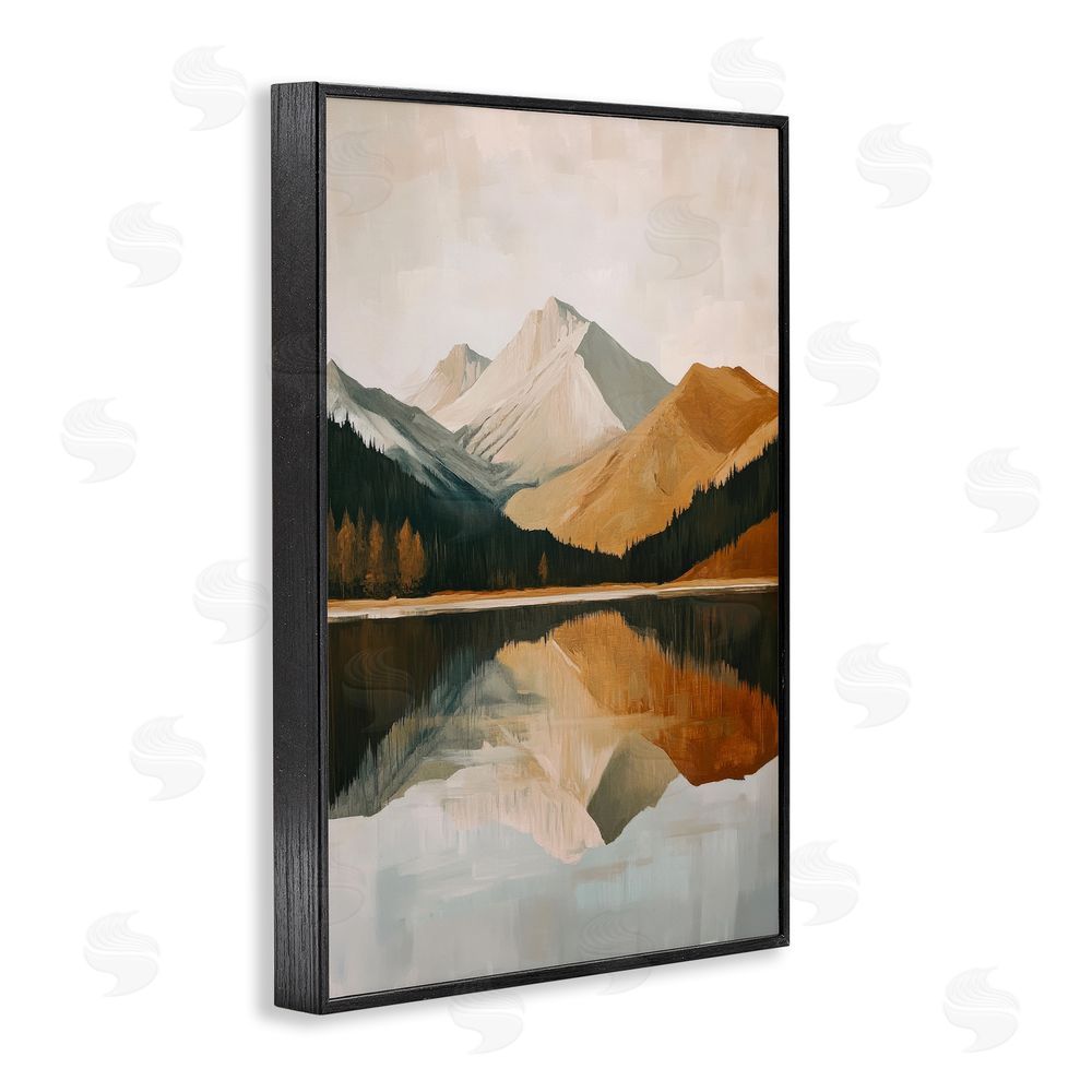 Petal Prints Design Terracotta Reflection Abstract Mountains Black Framed Giclee Wall Art Print