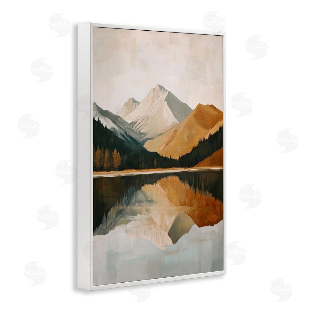 Petal Prints Design Terracotta Reflection Abstract Mountains White Framed Giclee Wall Art Print