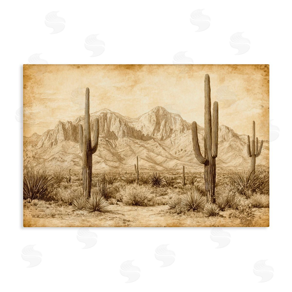 Petal Prints Design The Desert Sepia Landscape Canvas Wall Art Print