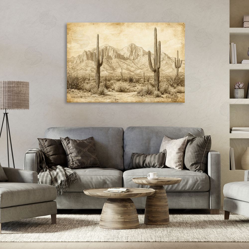 Petal Prints Design The Desert Sepia Landscape Canvas Art on Wall
