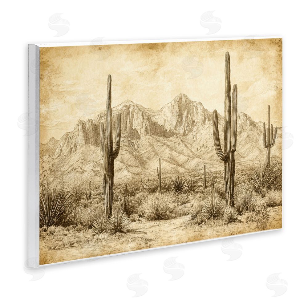 Petal Prints Design The Desert Sepia Landscape Wall Plaque Art Print