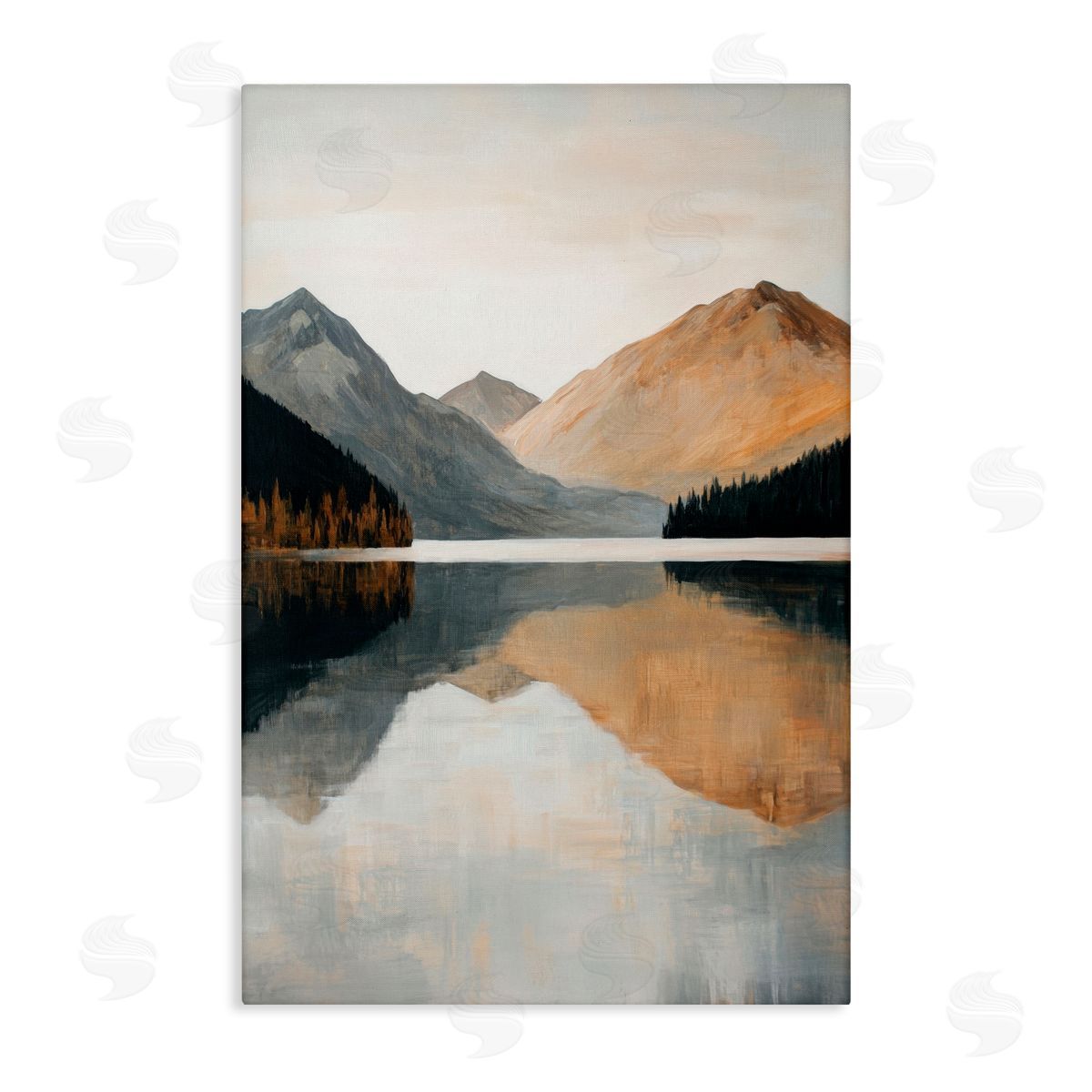 Petal Prints Design Terracotta Reflection Mountain Range Canvas Wall Art Print