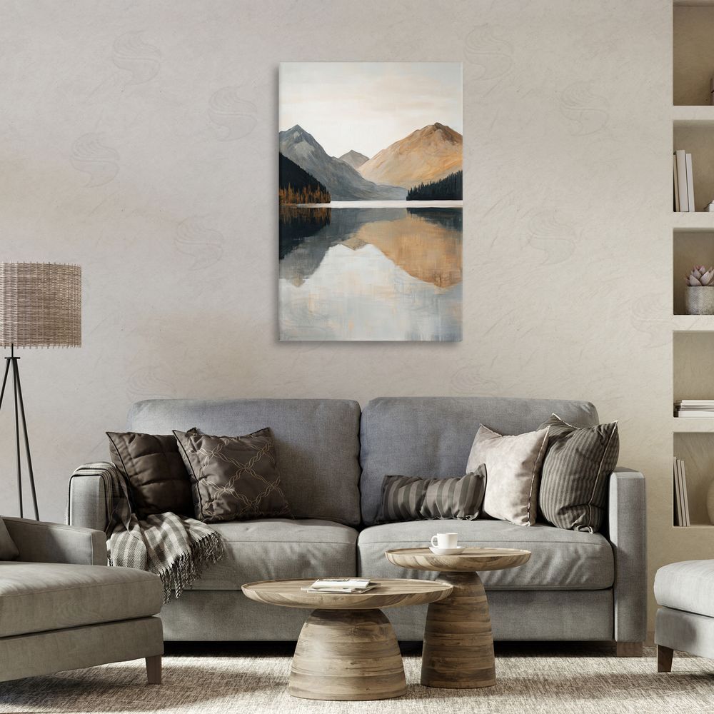 Petal Prints Design Terracotta Reflection Mountain Range Canvas Art on Wall