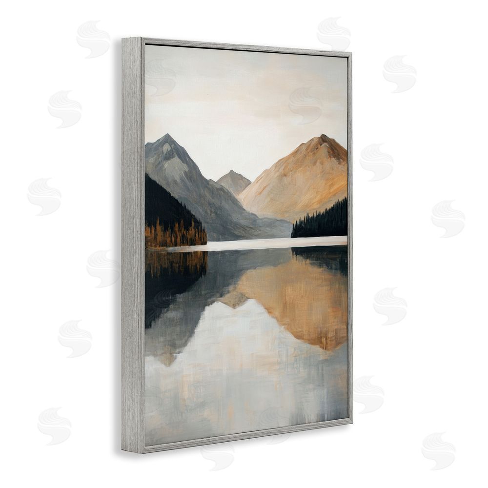 Petal Prints Design Terracotta Reflection Mountain Range Gray Framed Giclee Wall Art Print