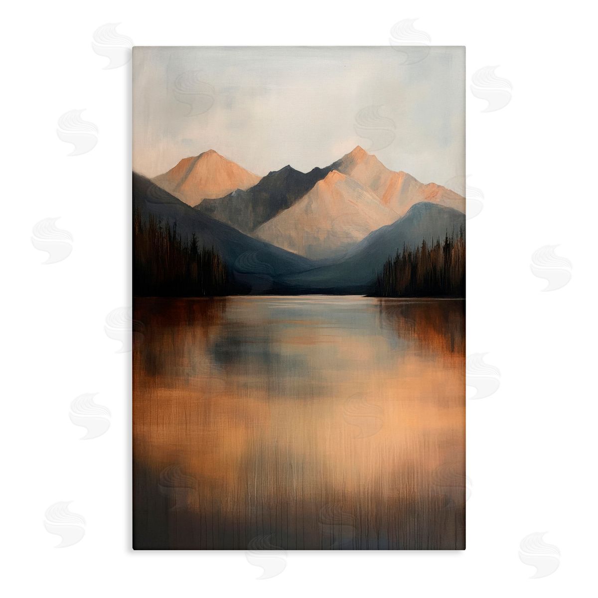 Petal Prints Design Terracotta Reflection Moody Landscape Canvas Wall Art Print