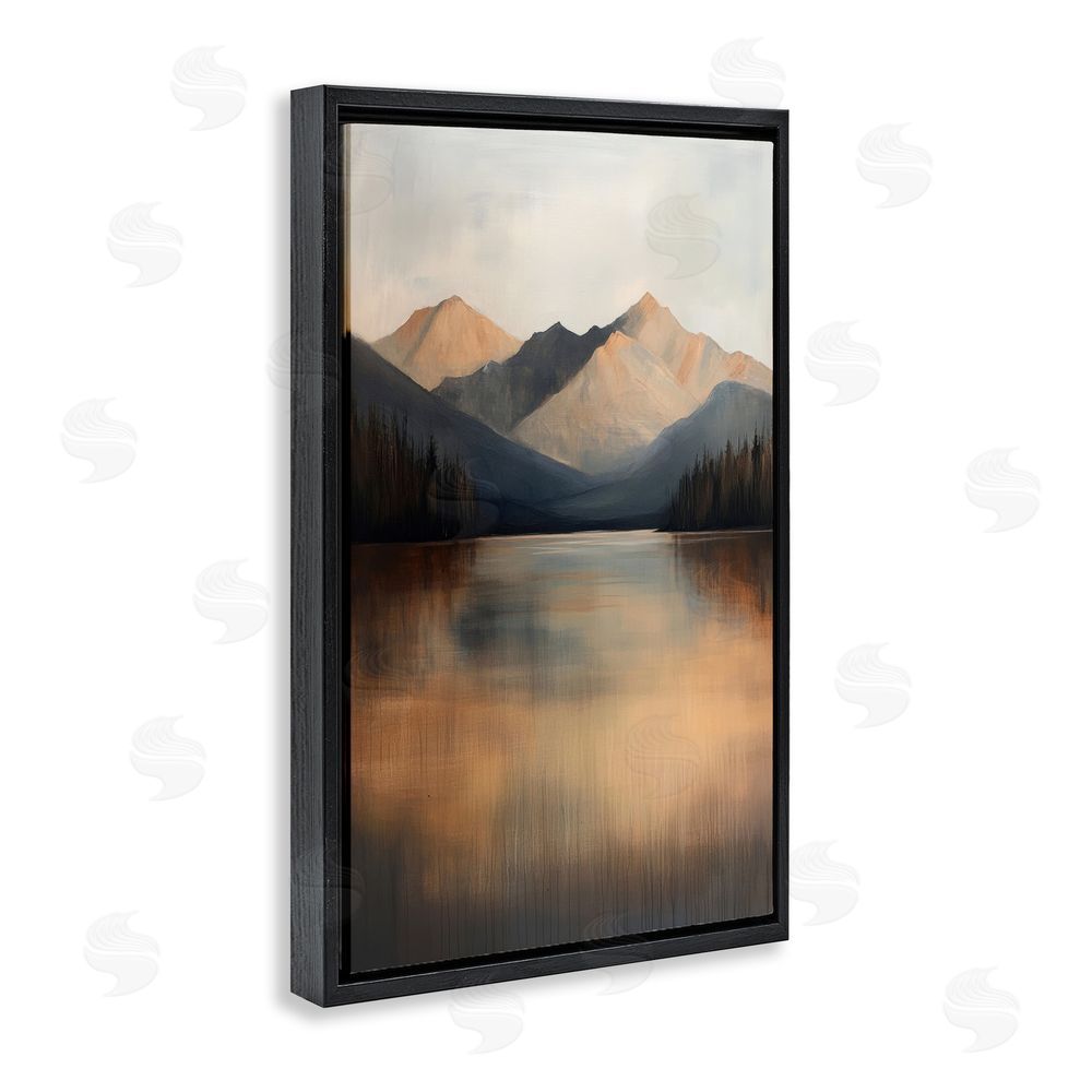 Petal Prints Design Terracotta Reflection Moody Landscape Black Floating Frame Canvas Wall Art Print
