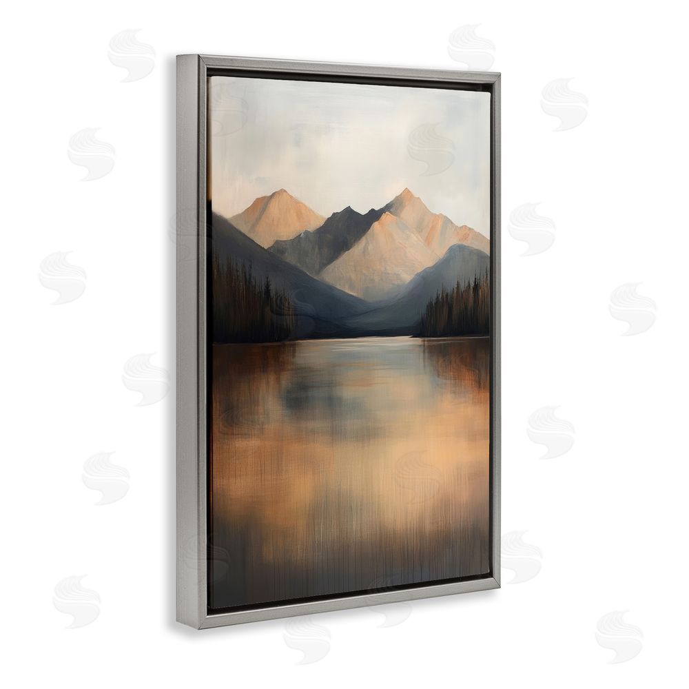 Petal Prints Design Terracotta Reflection Moody Landscape Gray Floating Frame Canvas Wall Art Print