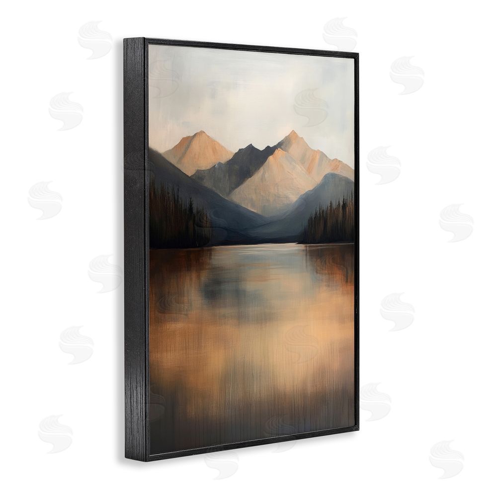 Petal Prints Design Terracotta Reflection Moody Landscape Black Framed Giclee Wall Art Print
