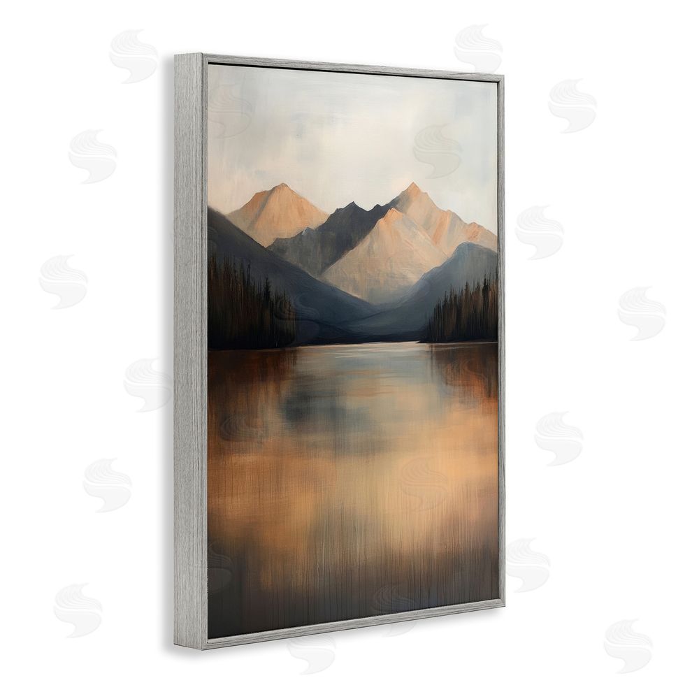 Petal Prints Design Terracotta Reflection Moody Landscape Gray Framed Giclee Wall Art Print