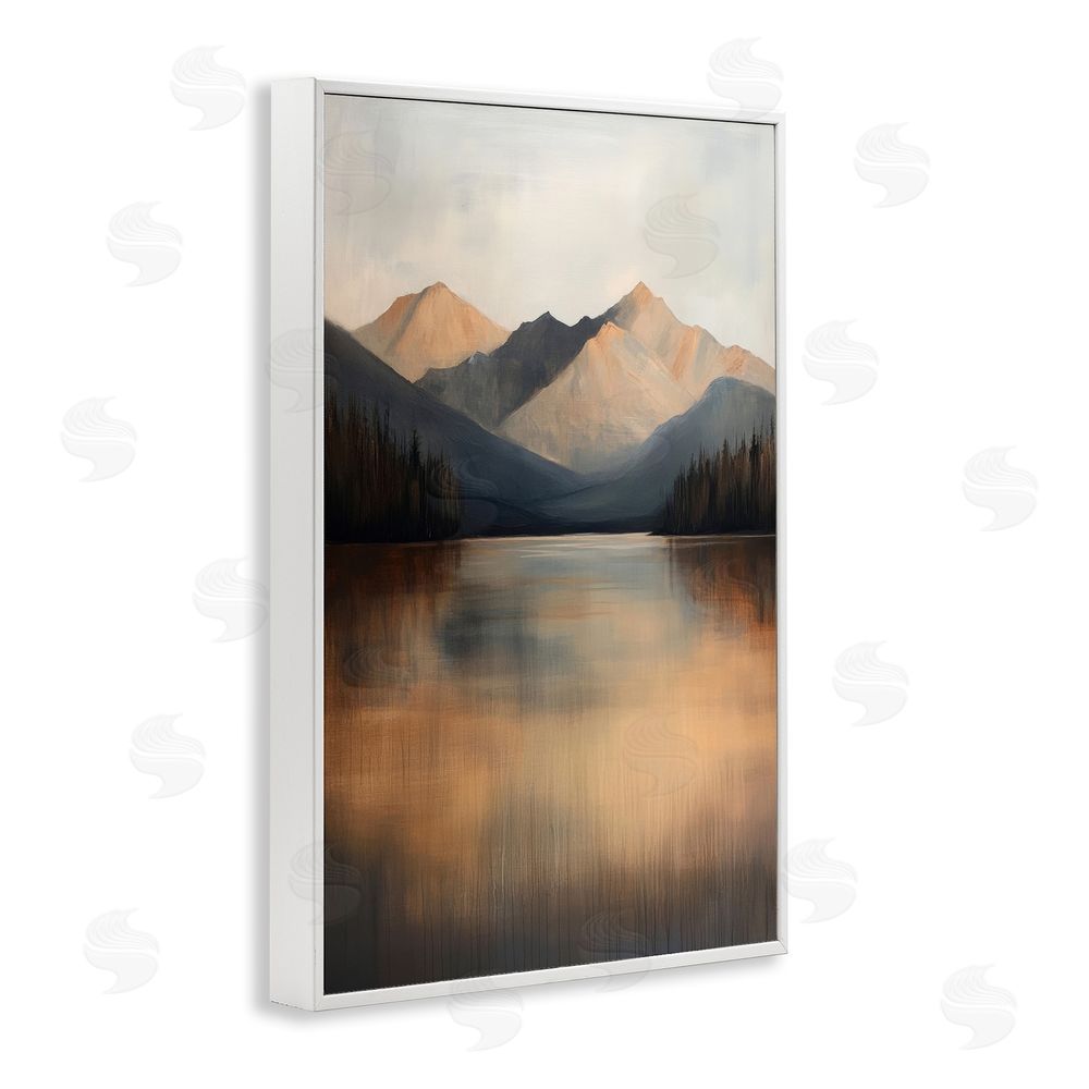 Petal Prints Design Terracotta Reflection Moody Landscape White Framed Giclee Wall Art Print