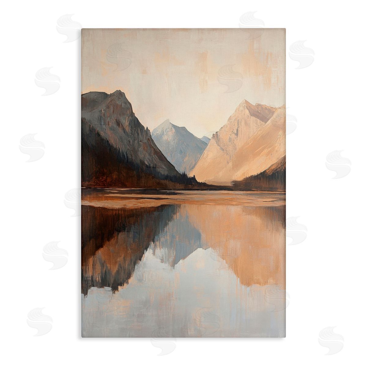 Petal Prints Design Terracotta Reflections Lake Landscape Canvas Wall Art Print