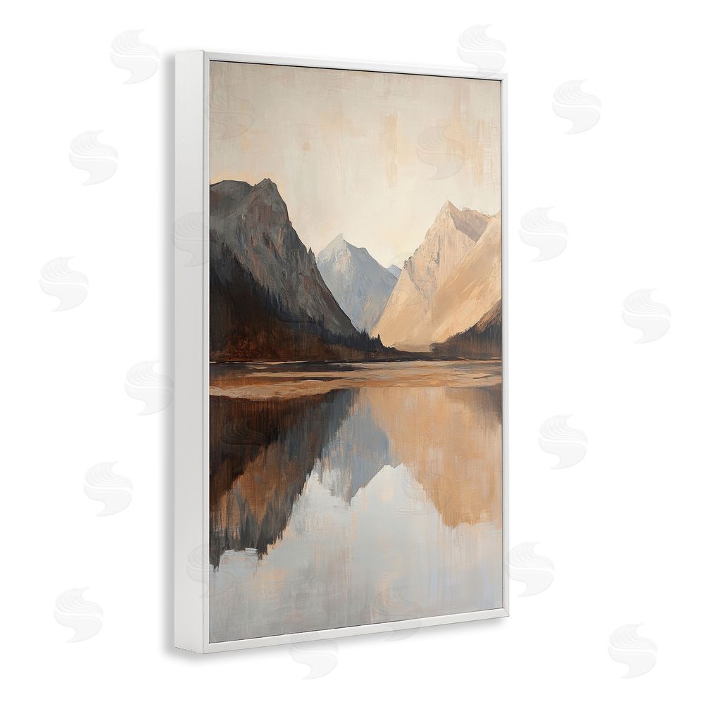 Petal Prints Design Terracotta Reflections Lake Landscape White Framed Giclee Wall Art Print