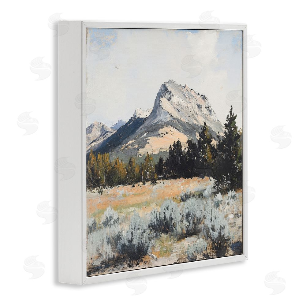 Petal Prints Design Desert Mountains and Forest Landscape White Framed Giclee Wall Art Print