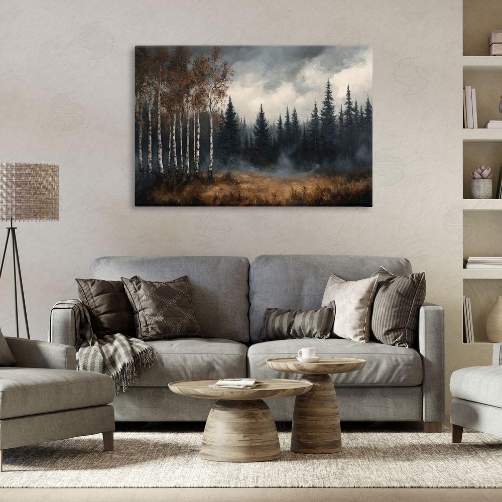 Petal Prints Design Misty Forest in Autumn Canvas Art on Wall