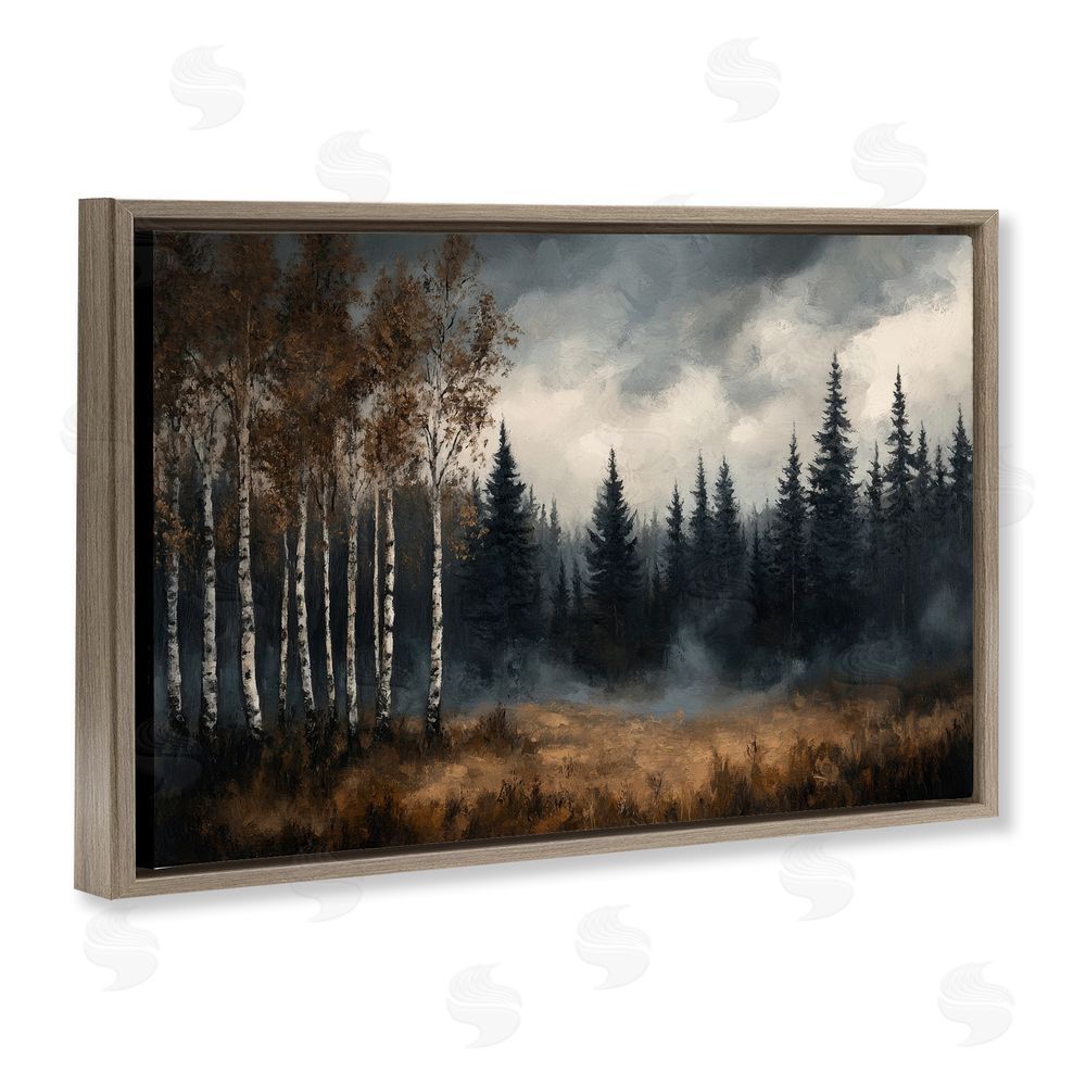 Petal Prints Design Misty Forest in Autumn Brown Floating Frame Canvas Wall Art Print
