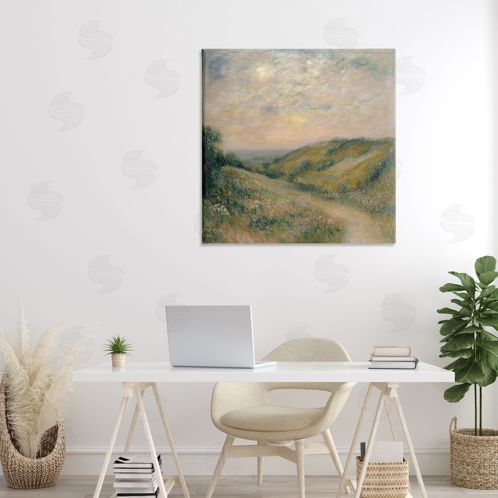 Petal Prints Design Mountain Path Landscape Painting Canvas Art on Wall