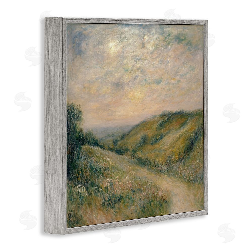 Petal Prints Design Mountain Path Landscape Painting Gray Framed Giclee Wall Art Print