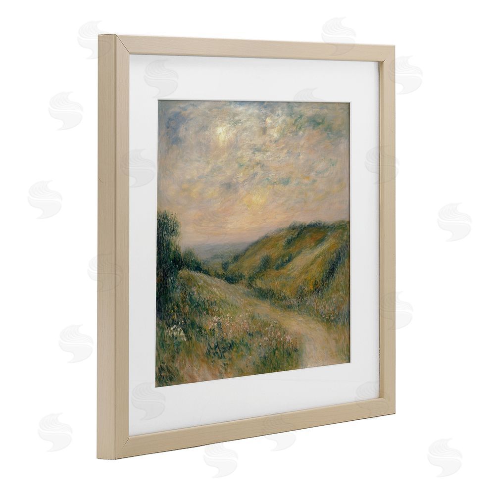 Petal Prints Design Mountain Path Landscape Painting Birch Framed Print Under Glass with White Mat Wall Art