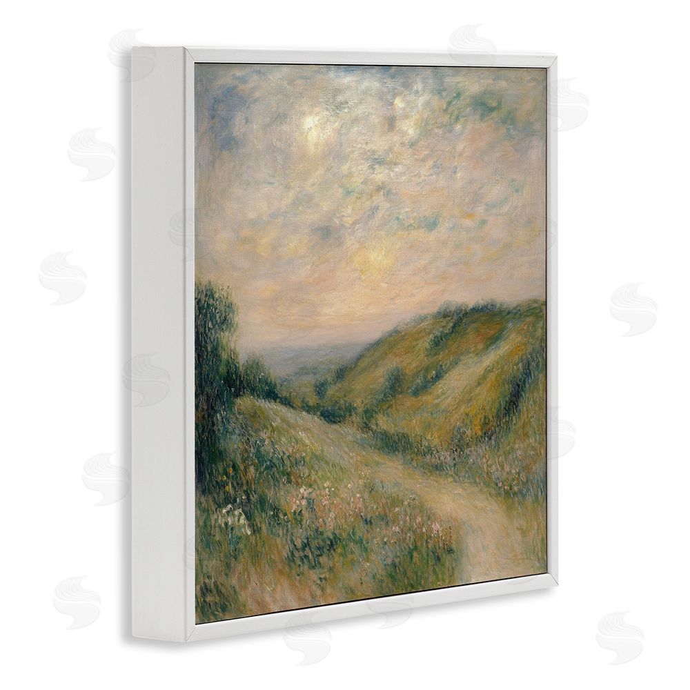 Petal Prints Design Mountain Path Landscape Painting White Framed Giclee Wall Art Print