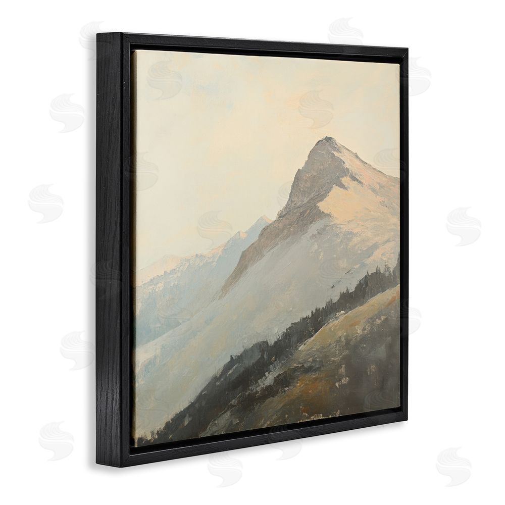 Petal Prints Design Mountain Vista Cliff Landscape Black Floating Frame Canvas Wall Art Print