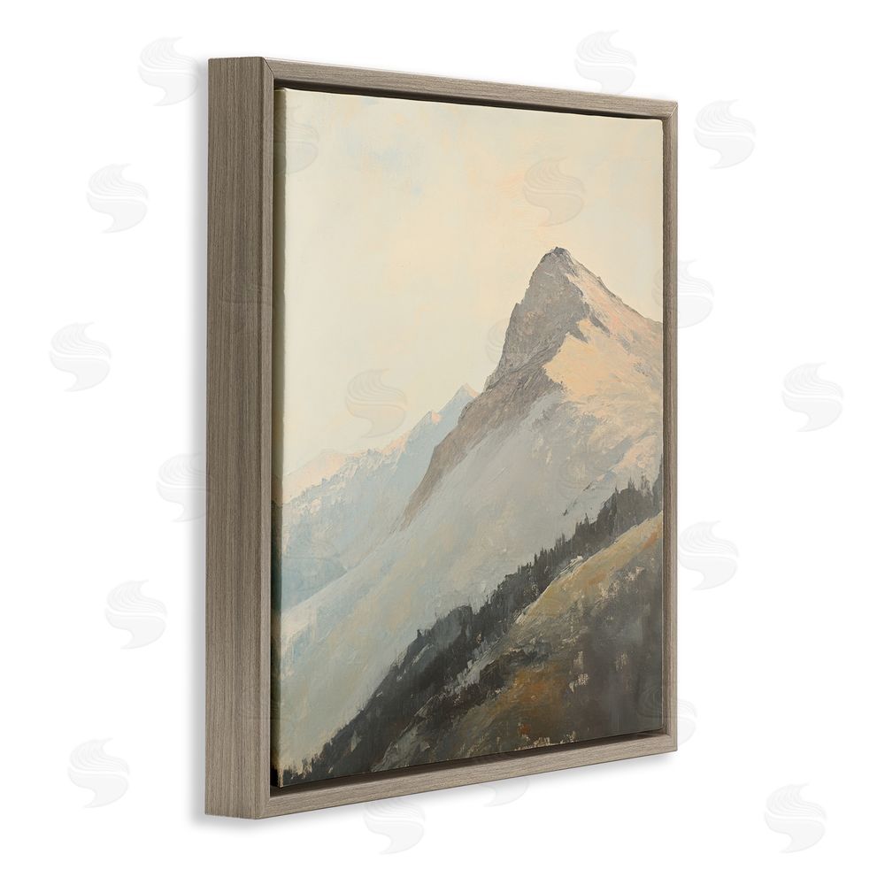 Petal Prints Design Mountain Vista Cliff Landscape Brown Floating Frame Canvas Wall Art Print
