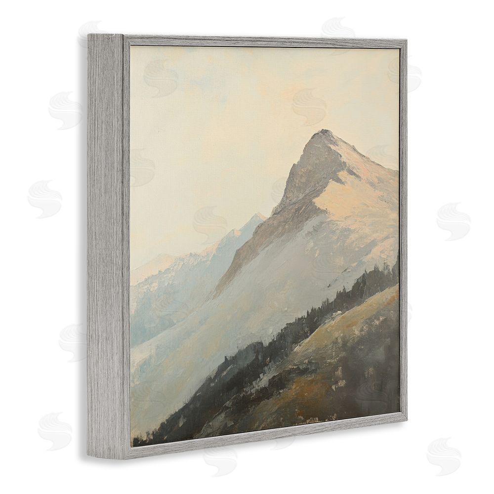 Petal Prints Design Mountain Vista Cliff Landscape Gray Framed Giclee Wall Art Print
