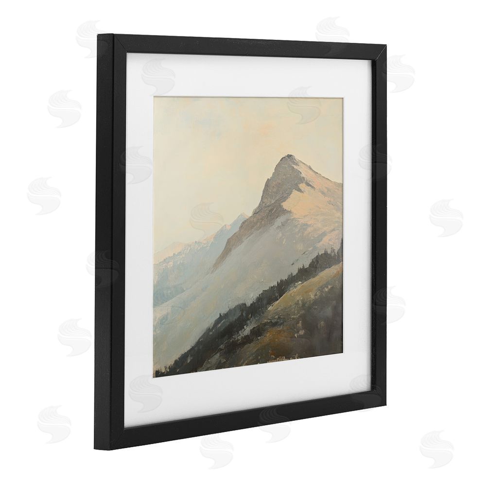 Petal Prints Design Mountain Vista Cliff Landscape Black Framed Print Under Glass with White Mat Wall Art