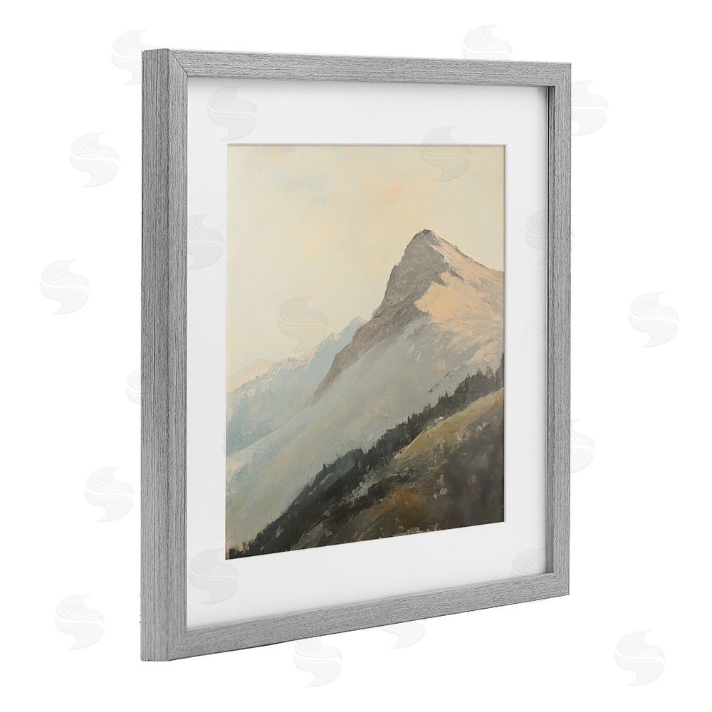 Petal Prints Design Mountain Vista Cliff Landscape Gray Framed Print Under Glass with White Mat Wall Art