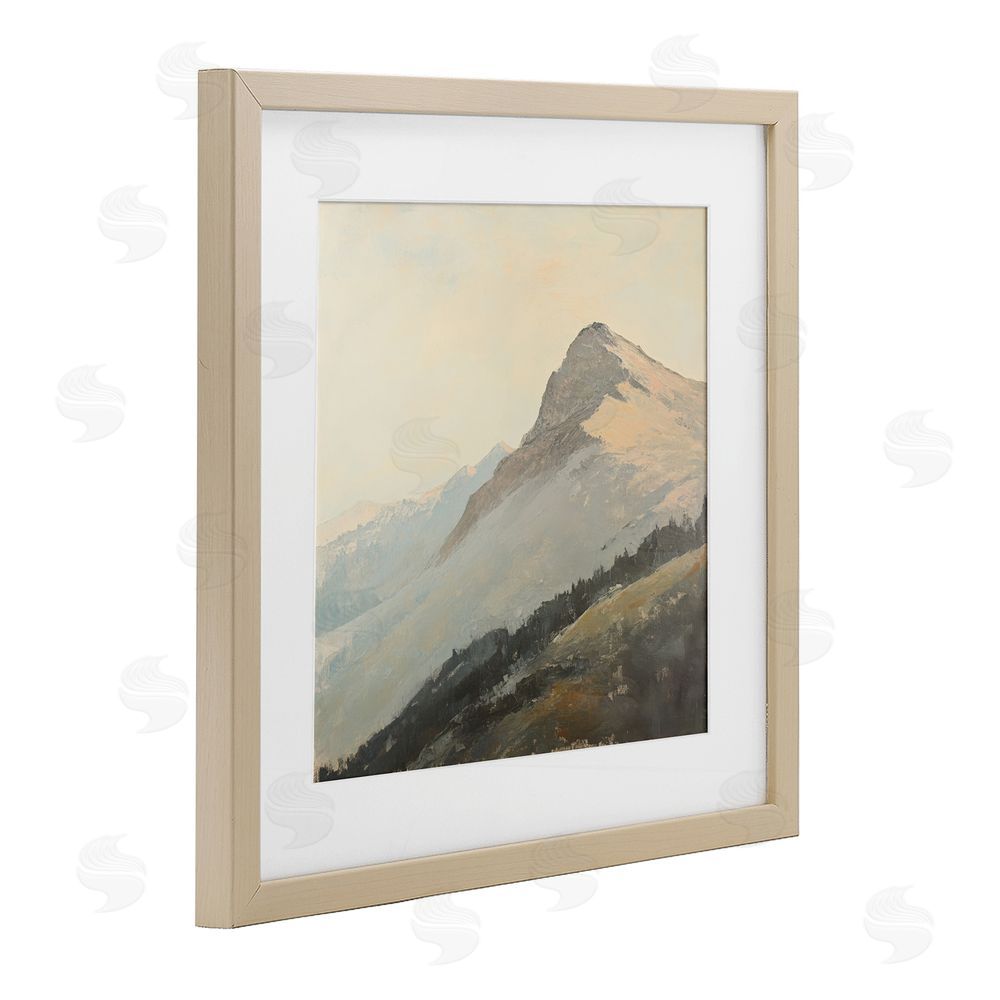 Petal Prints Design Mountain Vista Cliff Landscape Birch Framed Print Under Glass with White Mat Wall Art